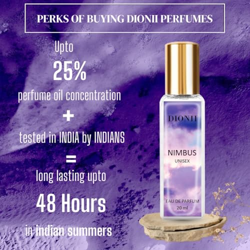 Image of Dionii NIMBUS Unisex Eau De Parfum Perfume | Long Lasting Fresh Fragrance With Neroli & Amber, 20 ML
