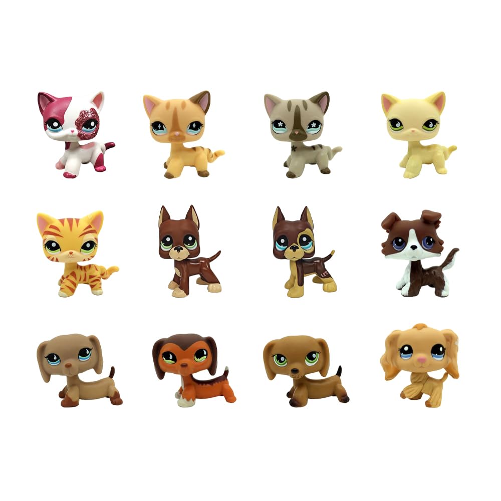 Cat Pack Dog Collie Great Dane Dachshund Cocker Spaniel Mini Pet Toys Sets Animal Figures Collection 2Pcs Random Styles