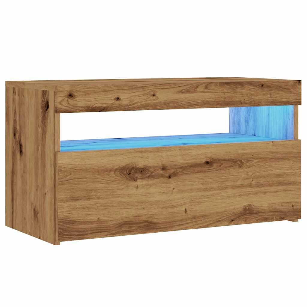 vidaXL TV Cabinet with LED Lights, TV Unit for Living Room, TV Stand with Storage, Entertainment Centre, Modern Style, Artisan Oak Engineered Wood