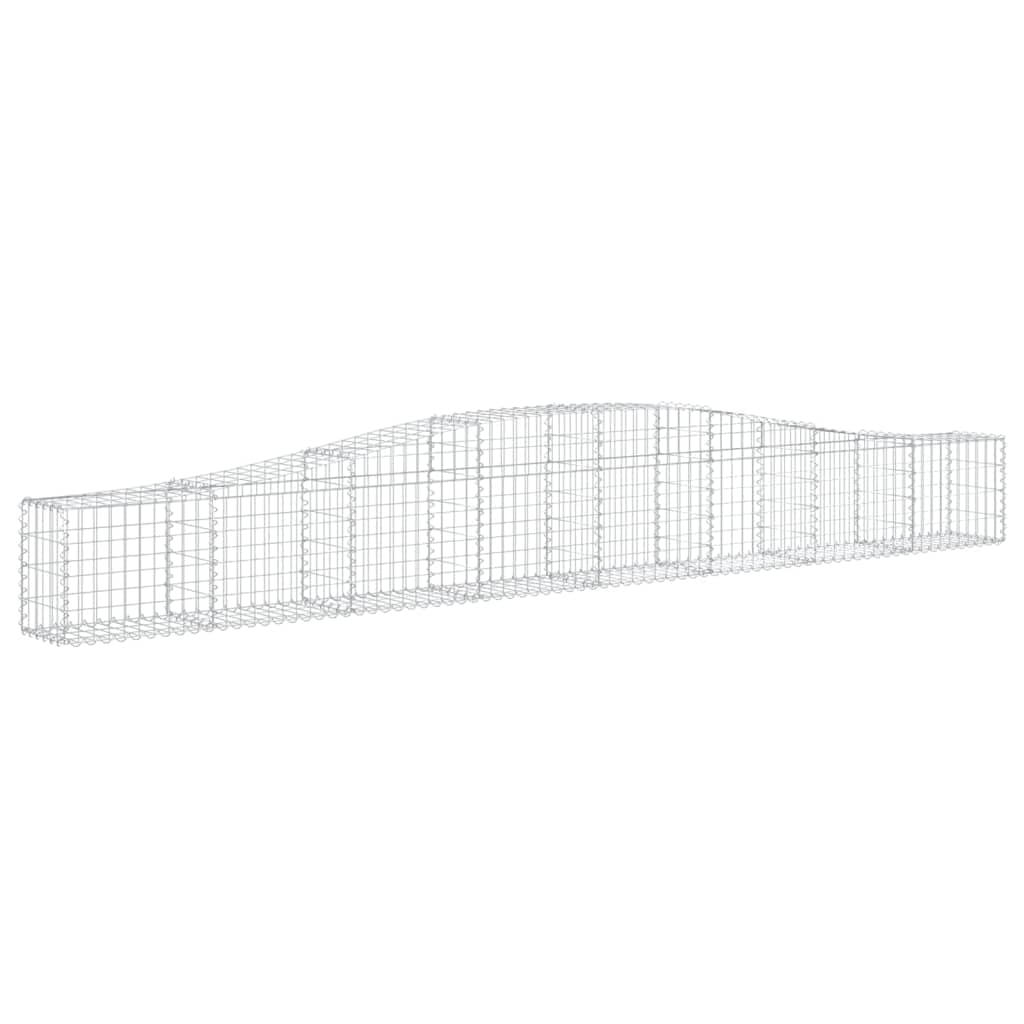 8er Set Gabionen mit Hochbogen 400x30x40/60 cm Verzinkter Draht | Formstabile Drahtkörbe für Terrasse und Gartenbau, ideal als dekorativer Sichtschutz und Begrenzung im Außenbereich.
