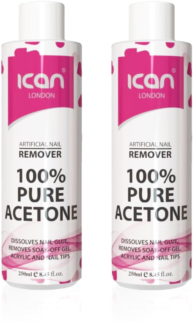 Ican London 100% Pure Acetone Nail Polish Remover UV GEL Soak Off (2 x 250ml)