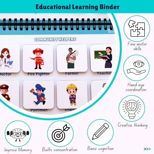 Image of Tiny Scholars Toddler Busy Binder 2-3 Years | Busy Binder Book for Toddlers 1-3, 3-4 | Preschool Busy Book & Reusable Sticker Book with 12 Learning Activities