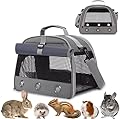 Guinea Pig Travel Carrier Bag,Portable Small Animal Pet Carrier Pouch for Hamster Chinchilla Rabbit Bunny Gerbil Hedgehog Sugar Glider Hedgehog Outgoing Travel Carrying Bag with Pad?Grey?