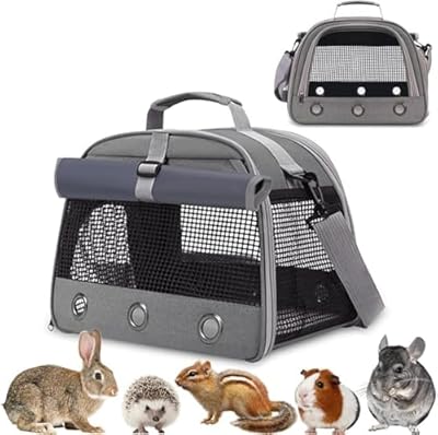Guinea Pig Travel Carrier Bag,Portable Small Animal Pet Carrier Pouch for Hamster Chinchilla Rabbit Bunny Gerbil Hedgehog Sugar Glider Hedgehog Outgoing Travel Carrying Bag with Pad?Grey?