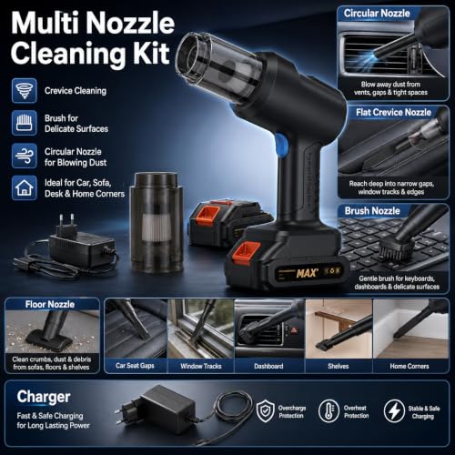 Image of Cordless Handheld Car Vacuum Cleaner with Multi Nozzle Kit