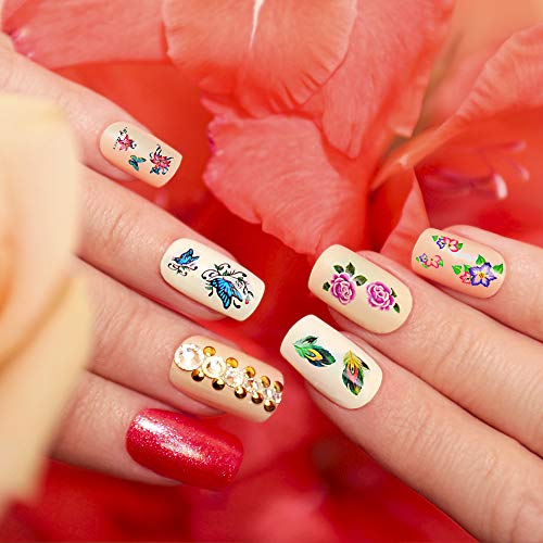 50 Blatt Wassertransfer Nagelsticker Nagelaufkleber Selbstklebend Nagel Kunst Aufkleber mit Blumen Schmetterling… – Bild 6