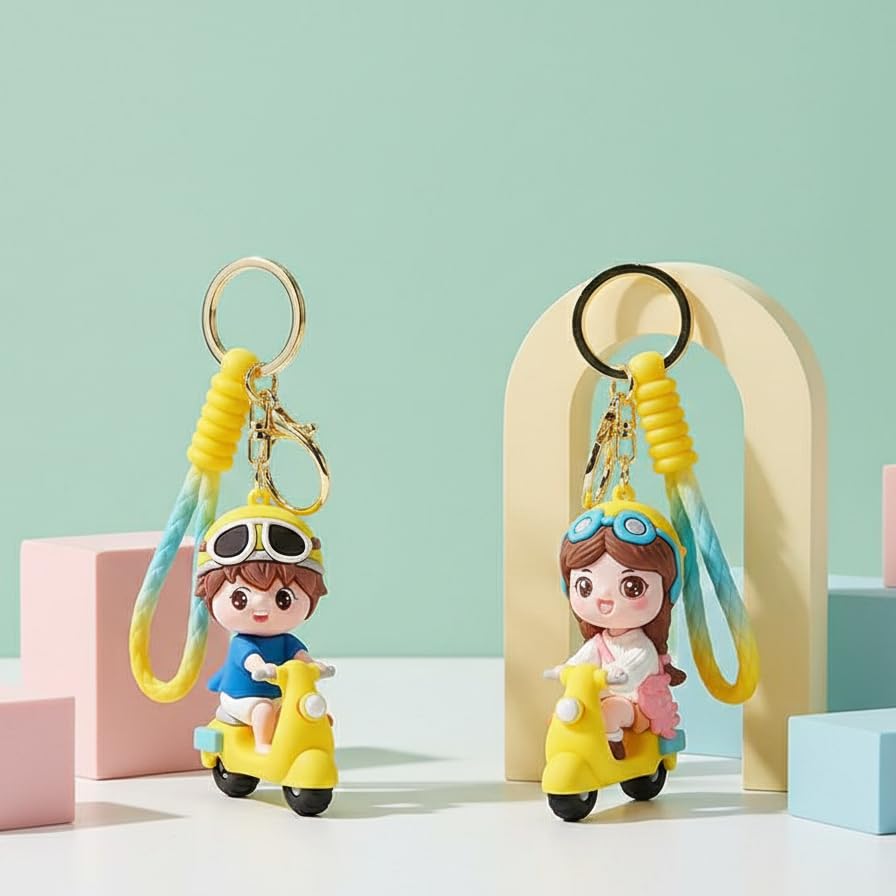 Image of Cute Cartoon Character Silicone 3D Key Chain with Strap Charm & Metal Hook, Merchandise Key Rings Gift for Kids Girls Boys Men & Women