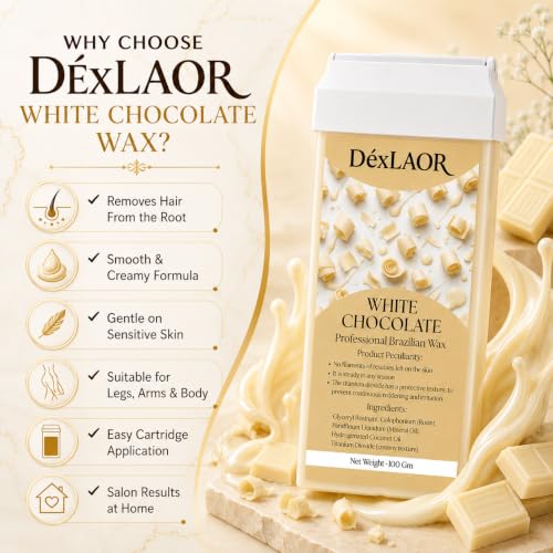 Image of Women Liposoluble Soft Wax Refill Roll-on Cartridge for Full Body Waxing Hair Removal (White Chocolate)