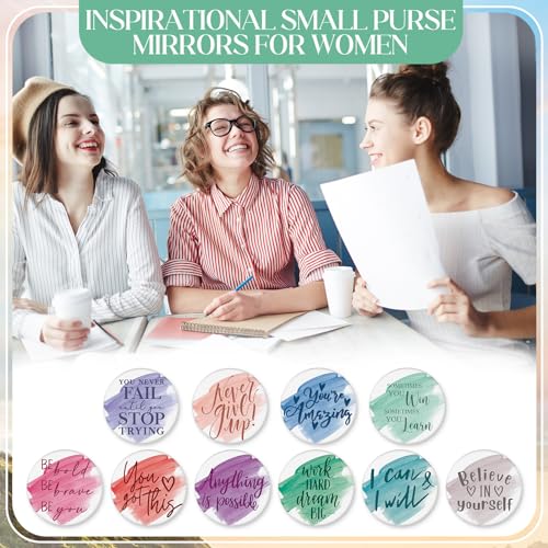 Vercraft SIG-VERCRAFT-0511 20 Pcs Employee Appreciation Gifts 10 Inspirational Canvas Makeup Bags 10 Compact Mirrors Bulk Gifts Cosmetic Bags Round Portable Pocket Mirror Thank You Gifts thumb #5