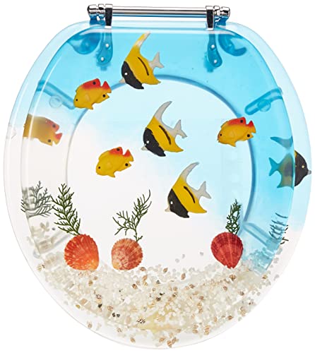 Daniel's Bath & Beyond Polyresin Poly Resin Round Fish Aquarium Toilet Seat, 17