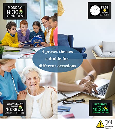 [New Version] 7 Inch Day Clock - 16 Alarms, Remote Control, Level 10 Auto Dimmable Display Calendar Clock, Non-Abbreviated Day Date Alarm Clock For Impaired Vision Dementia Seniors #TOP4