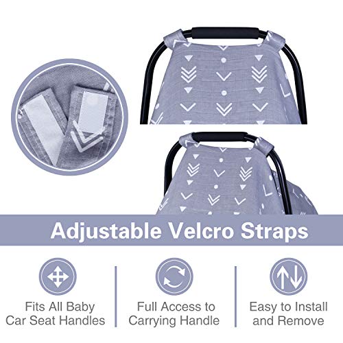 Image of Metplus Car Seat Cover Baby boy, 100% Muslin Cotton Infant Carseat Covers, Lightweight Breathable Car Seat Canopy, Summer Stroller Sun Shade, Newborn Travel Essentials(Arrow)