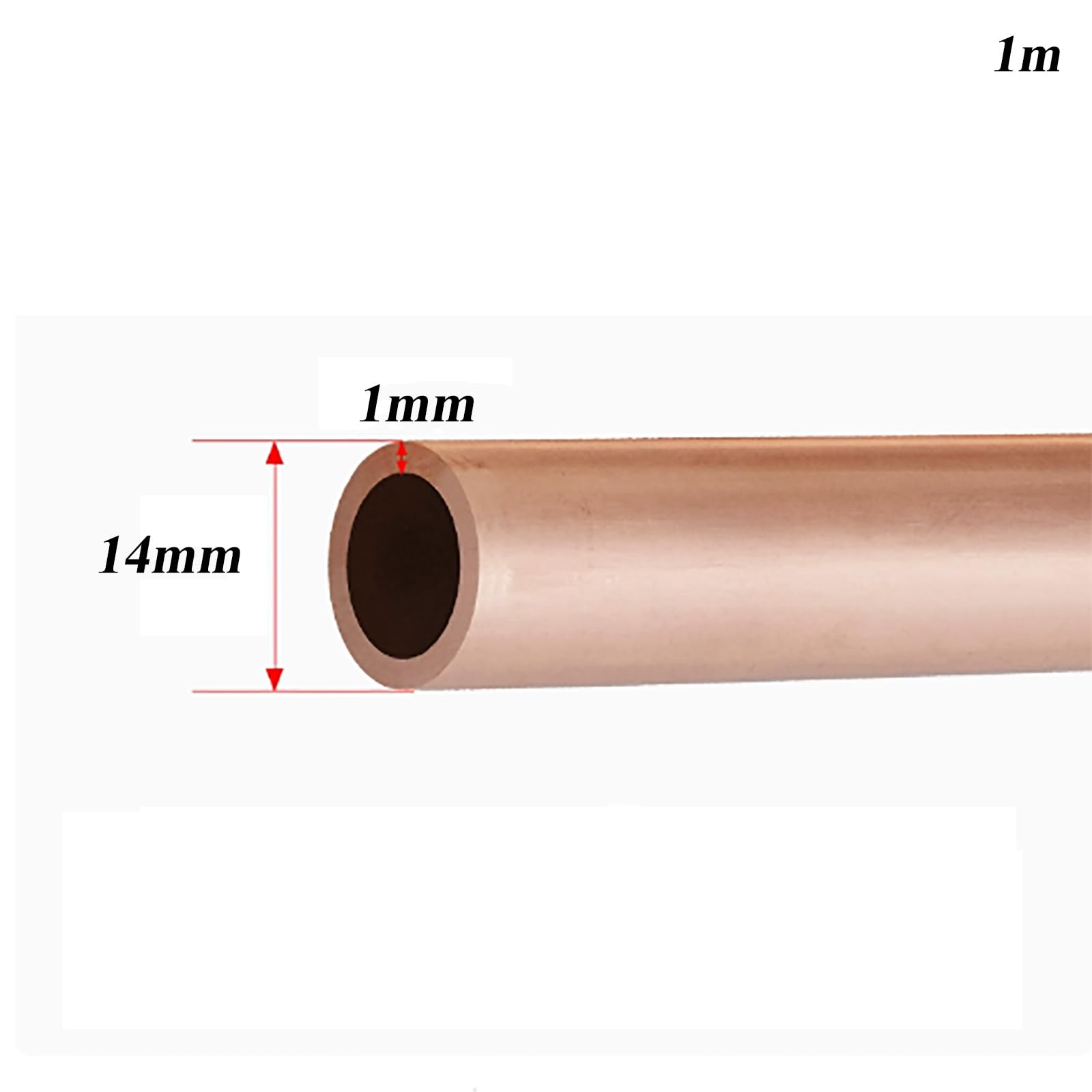 Tubo di Rame T2 Diametro Esterno 14 Mm Tubo di Rame A Bobina Morbida Senza Saldatura, Tubo di Rame Puro di Forte Plasticità,14x1mm