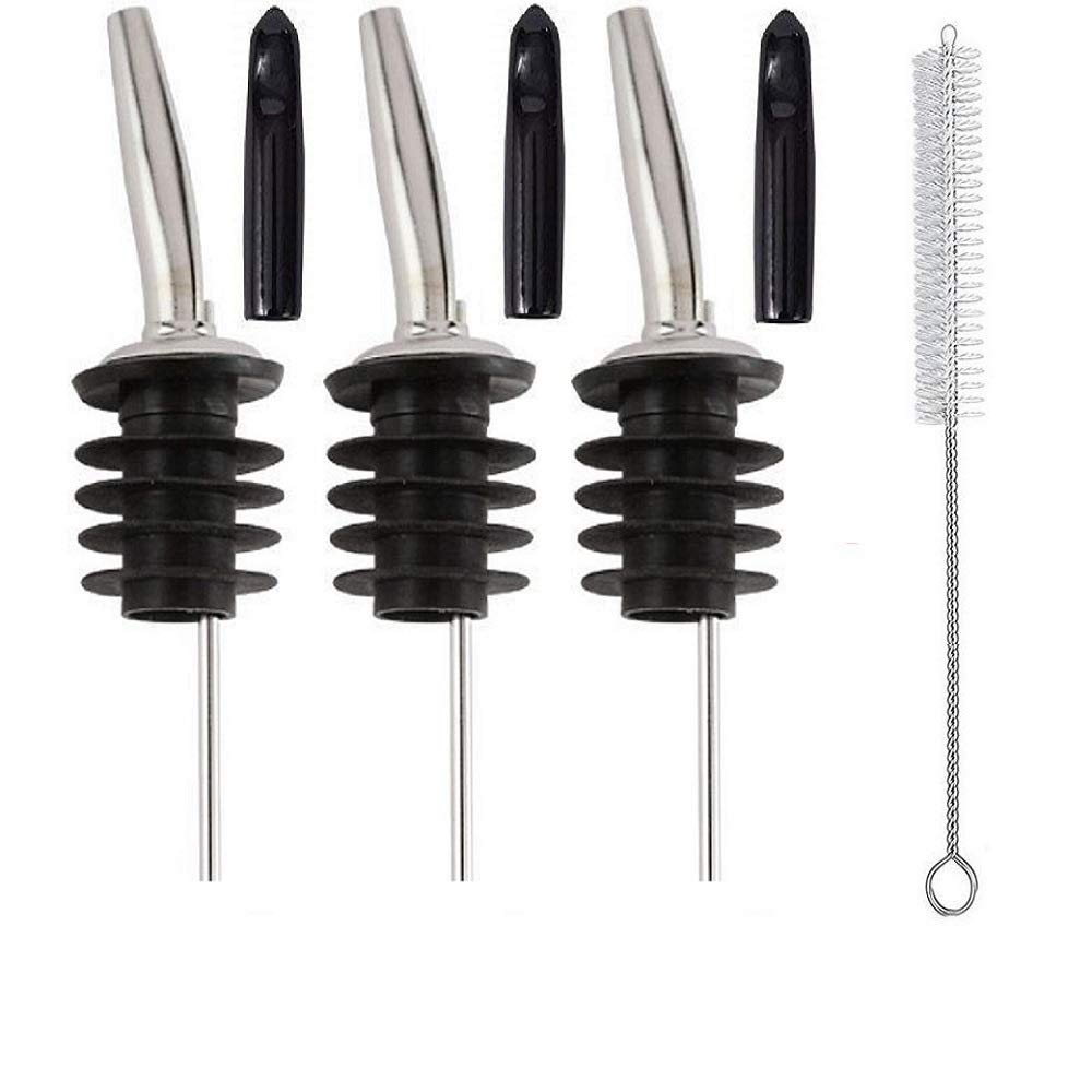 NJ Stainless Steel Bottle Pourers for Spirits, Sauce Pourer, Syrup and Olive Oil, Pouring Spouts for Liquor with Dust Covers and Cleaning Brush (3) (B007O5IG3C) Amazon Price History, Amazon Price Tracker