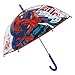 PERLETTI Ombrello Bambino Spider Man 4 5 6 Anni - Ombrello Trasparente a Cupola Marvel Uomo Ragno Bimbo - Apertura Automatica Resistente Antivento Sicuro per Bambini - Diametro 74 cm
