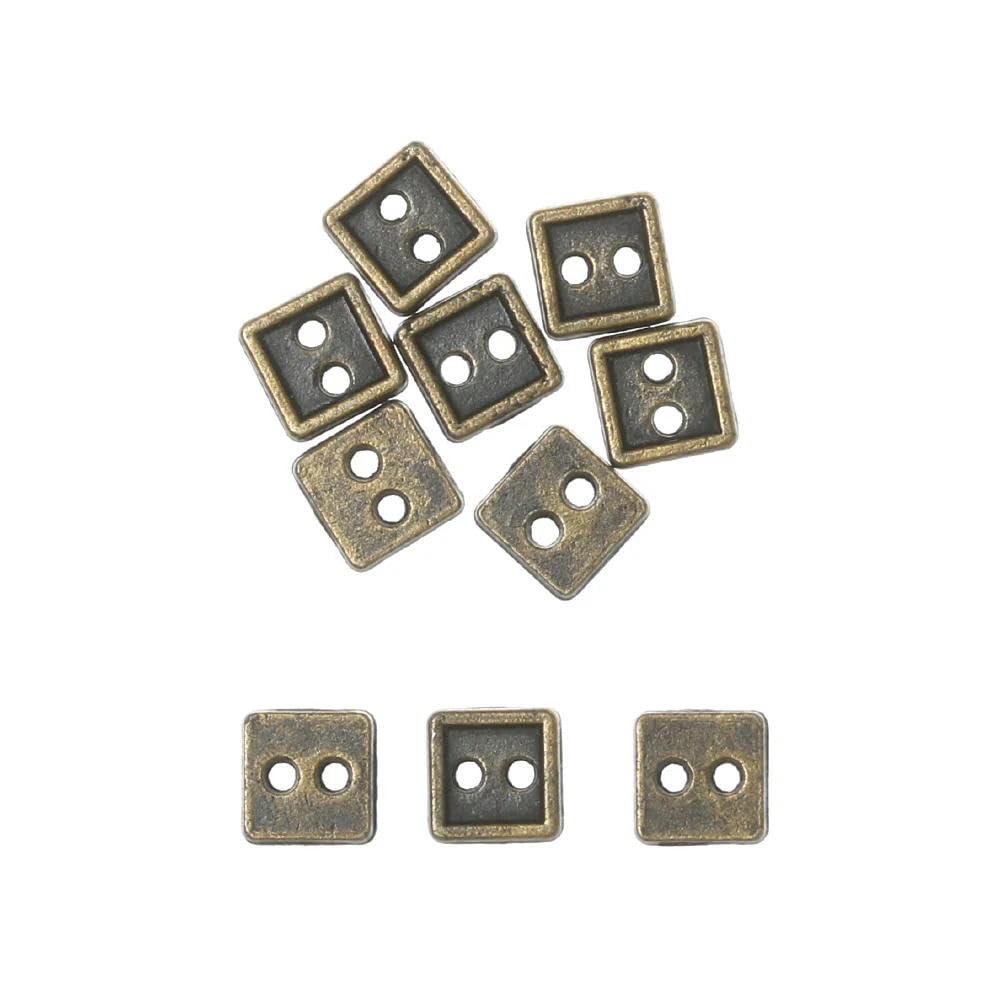 ROCKPOEM 100 Pcs 4mm Mini Buckles for DIY Doll Clothes, Square Two-Hole Buttons, Handmade Sewing Accessories for Doll Clothing and Bags