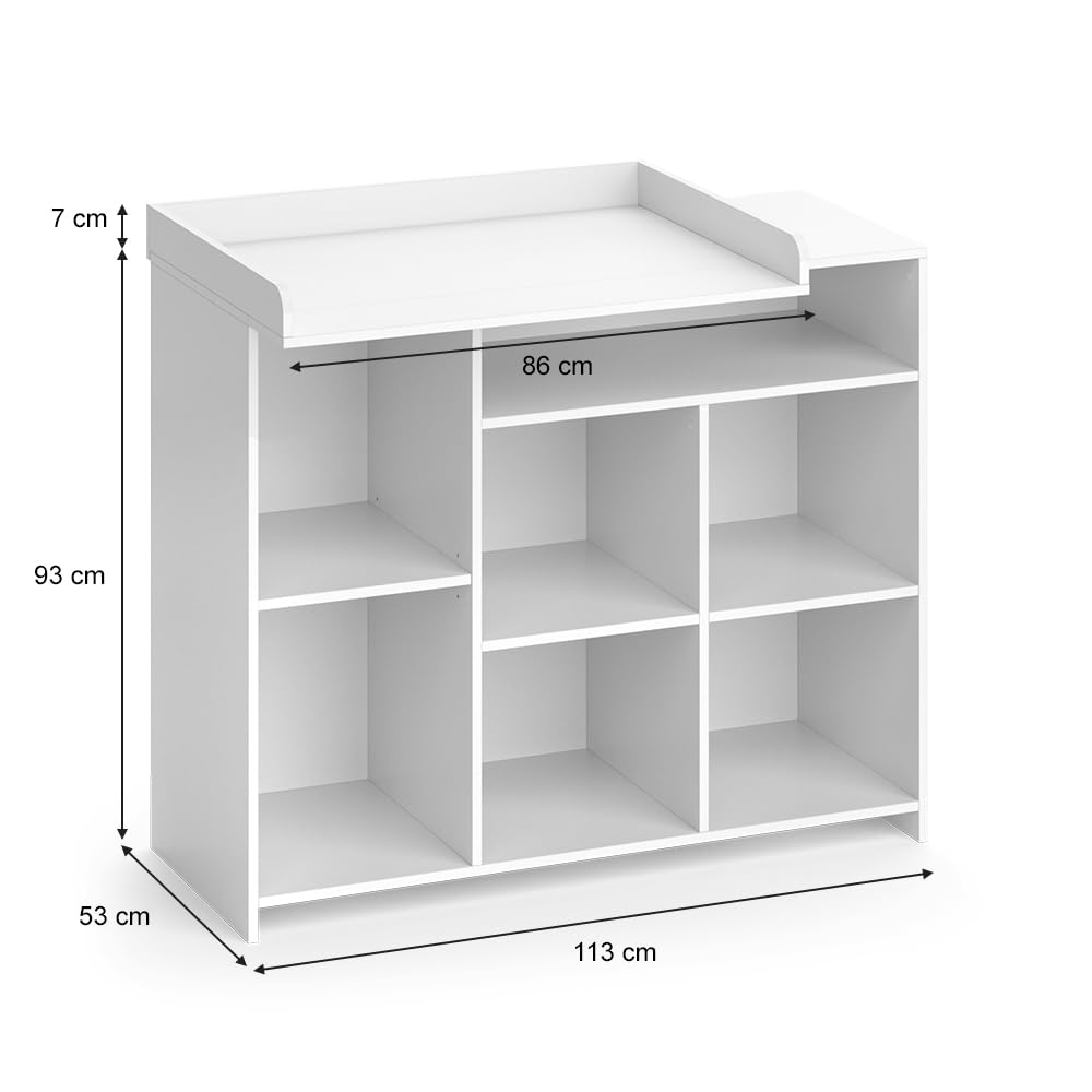 Vicco Mueble cambiador bebé "Oskar", Blanco, 113 x 100 cm con estante abierto