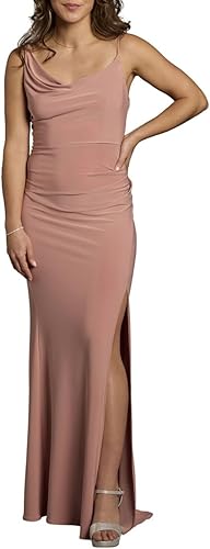 David's Bridal Jersey Sheath Dress with Asymmetrical Straps, Women's Size XS, De