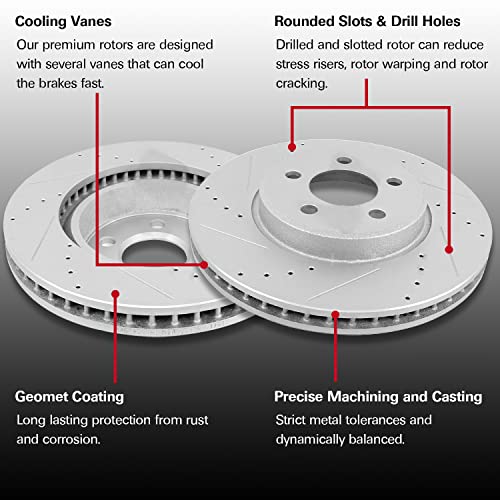 Weize Rear Brake Pads And Rotors Kit, Replacement For 2013-2016 Lexus Es300H Es350 Toyota Avalon Camry, Drilled Slotted Brake Rotors Ceramic Brake Pads, 4Pcs #TOP2