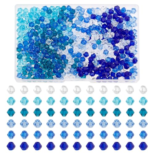 PH PandaHall 200 pezzi 4 dimensioni Cucire a cavallo con strass in vetro sfaccettato Flatback con risultati in ottone Charm a 4 fori per perline per abbigliamento Decorazione di abiti, Trasparente