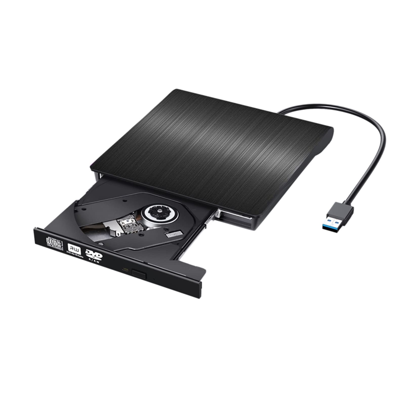 Zewnętrzny CD DVD. Napędzać przenośne USB 3.0 CD/DVD Gracz z konwerterem typu C Przenośny(Nero)