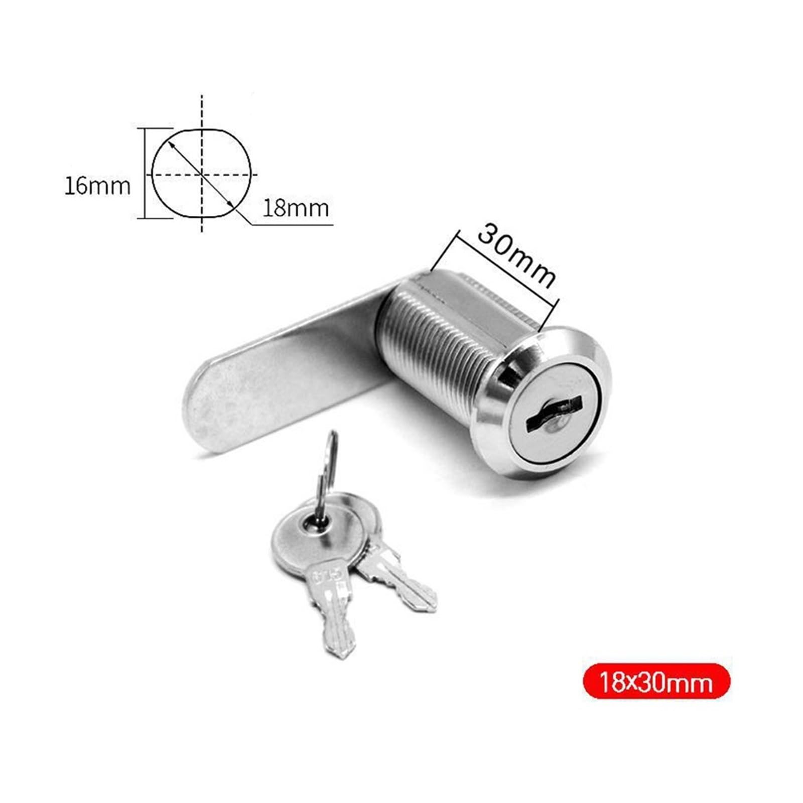 Cerradura Taquilla 4 juegos de cerradura, puerta, barril, cajón, gabinete, buzón correo, armario for cerraduras muebles seguridad, 16/20/25/30mm con 2 llaves(30mm)