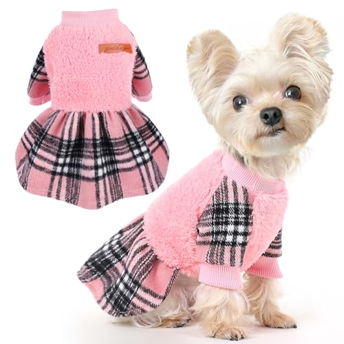 Dog-Sweaters-Dress-Pet-Clothes-Fall-Dog-Clothes-for-Small-Dogs-Girl-Dog-Fleece-Sweater-for-Chihuahua-Winter-Warm-Pet-Clothes-Puppy-Sweater-for-Small-Dogs-Girl-Cat-Sweaters-Coat-X-Small-Pink