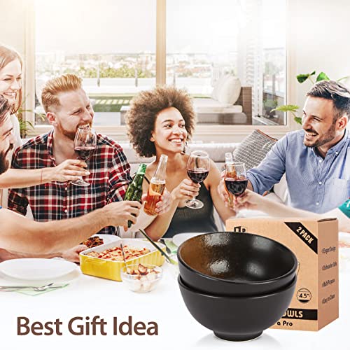 Bundlepro 4.5 Inch Ceramic Rice Bowls, Set Of 2 Modern Kitchen Small Bowl For Dessert, Cereal,Salad, Soup, Pasta, Noodle #TOP6