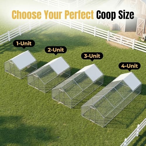 Image of Walk-in Metal Chicken Coop 10x6.6 for 1-10 Chicken, Heavy Duty Poultry Cage