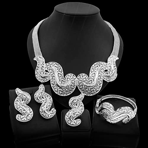 Conjunto de joyas de lujo italiano 18k nupcial con collar de diseño exclusivo 5