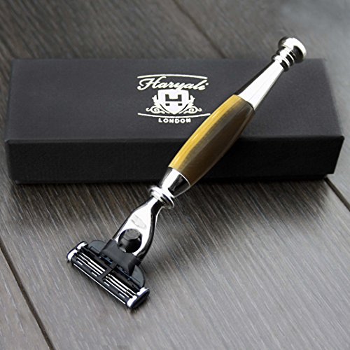 Haryali London, Triple Edge Cartridge Shaving Razors, Wet Shave Razor with All Triple Edge Refills - Traditional Grooming Razor for Smooth Shaving