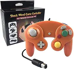 TechBrasil Controle Game Cube Nintendo Wii/U Switch Computador Laranja