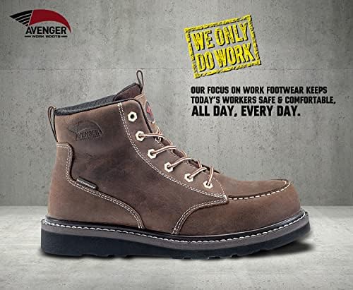 Avenger Work Boots Men's Above Ankle Construction Boot, Brown, 10 Wide | Image 3