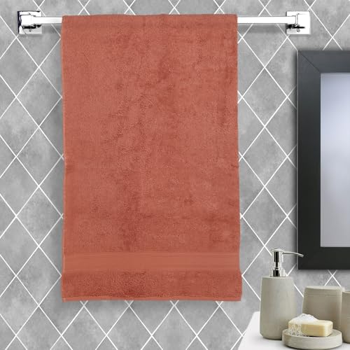 Image of Arvind 100% Cotton Towels for Bath | Towels for Bath Large Size | 500 GSM Bath Towel - Soft & Absorbent | 4 Piece Bath Towel for Men /Women | Urban Comfort | 70 cm x 140 cm - Rust