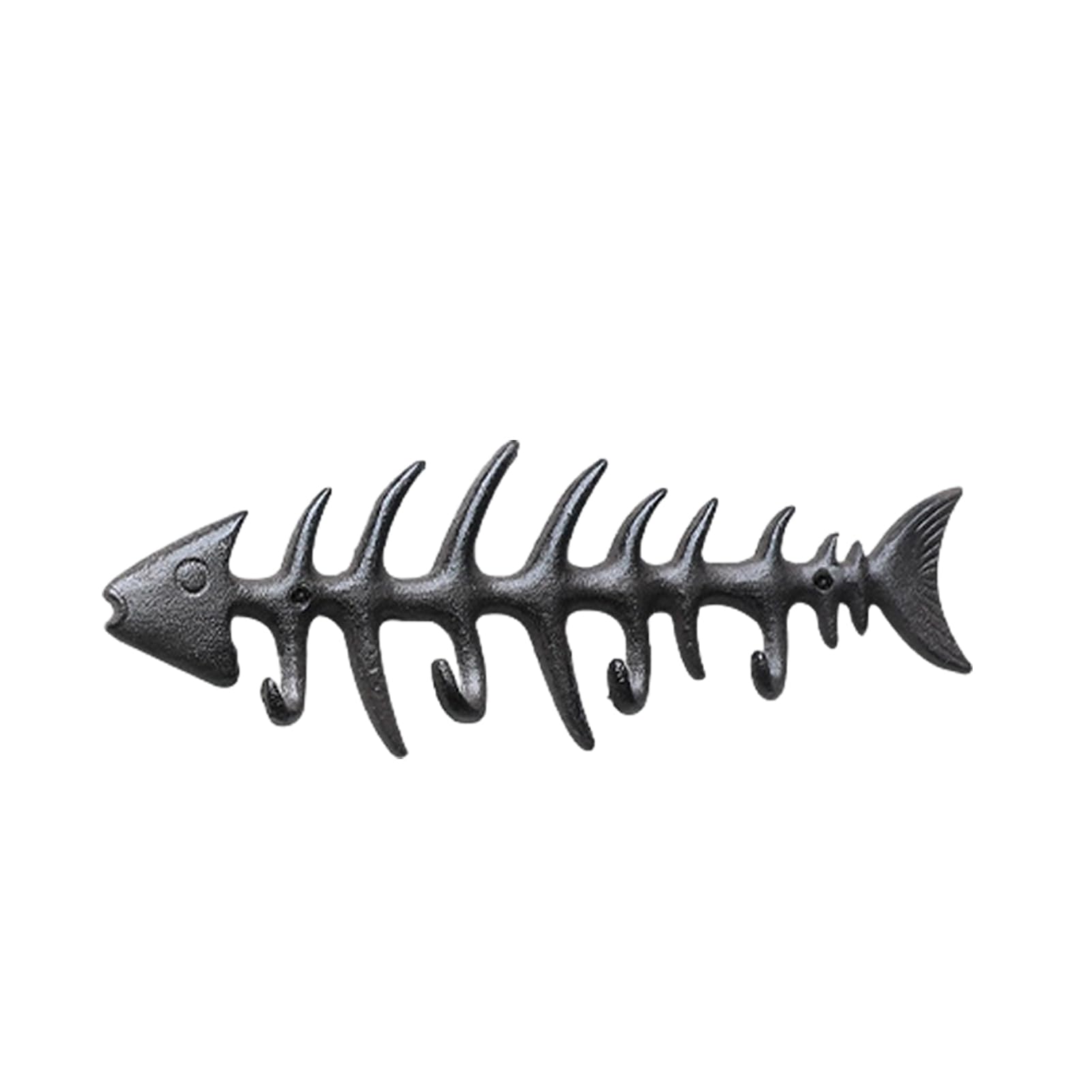 tabecou Fish Bones Wall Mounted Towel Rack, Stylish Cast Iron Hanger – 4 Hooks for Towels, Robes – Waterproof Rust-Resistant Nautical Wall Decor Small