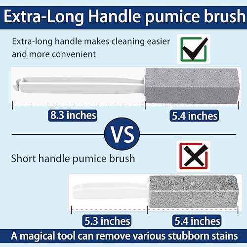 🏡🧹2-Pack Pumice Stone Toilet Cleaner – Extra Long Handle for Bowl Ring, Pool, Bathroom & Hard Water Stain Removal - Image 2