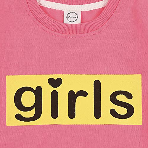 Image of Gubbarey Girl's Fleece Sweatshirt (SSG1040-1070 neon Pink 5 6 Years)
