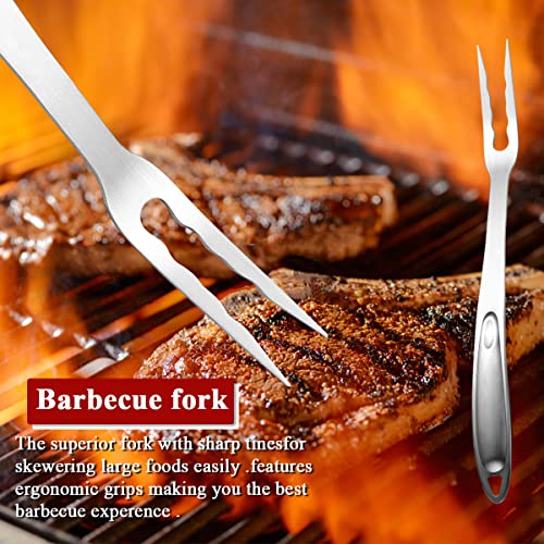 Foto von Kyraton Grill Zubehör Kit 4-teilig, Grill Zubehör Werkzeug Set, Edelstahl mit Bakelit Griff, Hitzebeständig und Keine Schmelze, Ideal für Outdoor BBQ, Teppanyaki, Camping