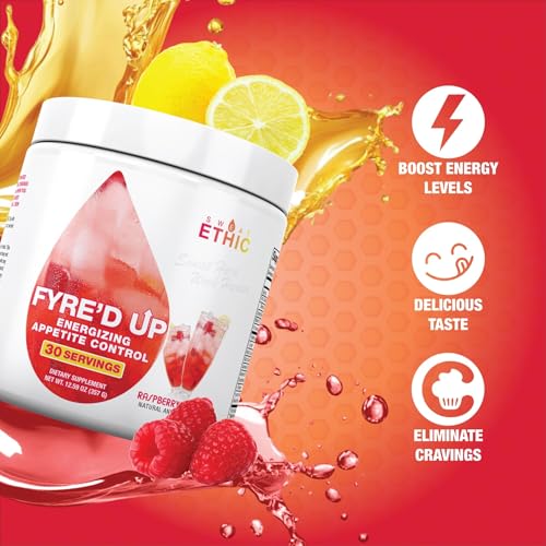Image of Sweat Ethic FYRE'D UP, 200MG Natural Caffeine, Supports Active Lifestyle & Dietary Control, Easy-Mix Powder for Pre Workout Energy, Raspberry Lemonade Flavor, 30 Srvgs
