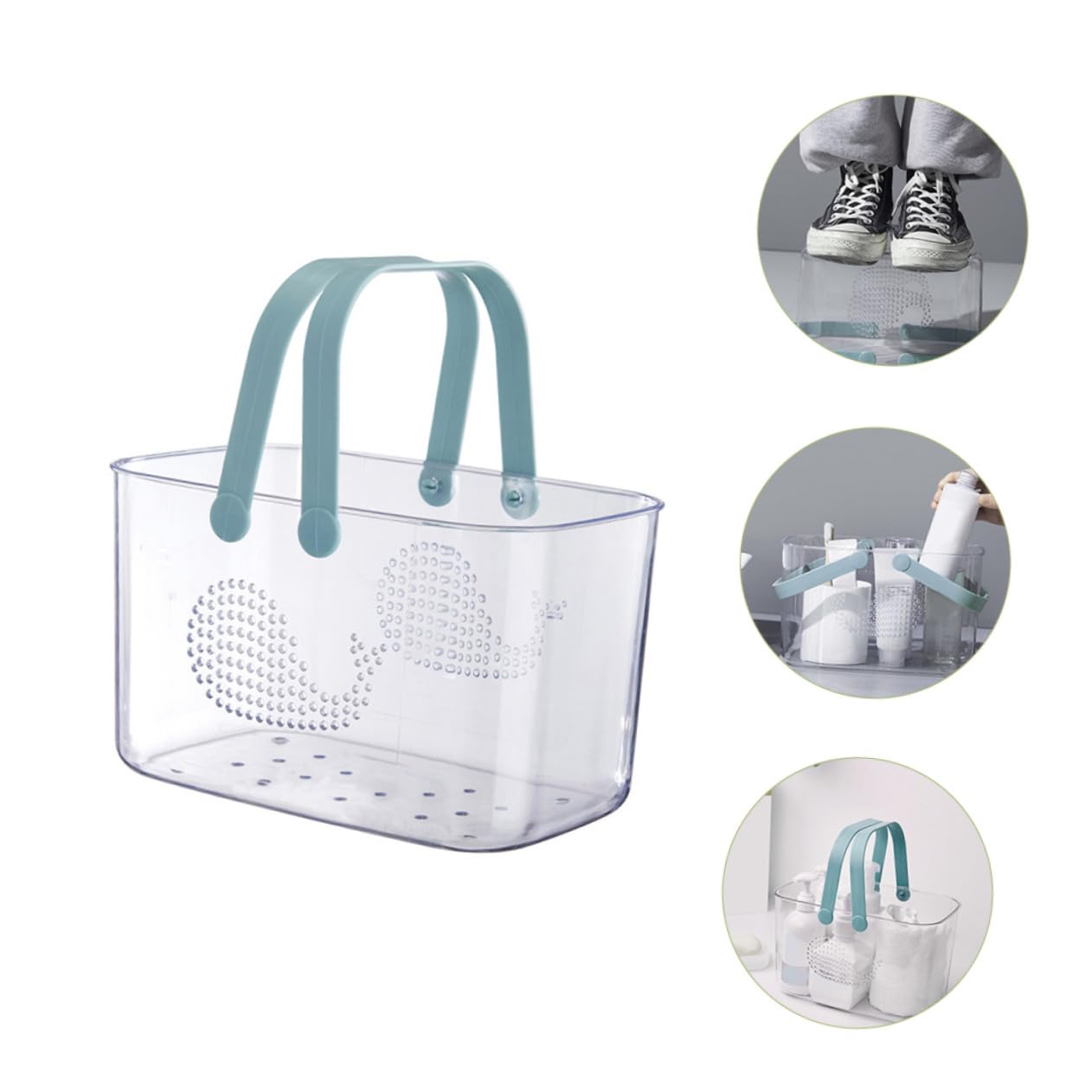 Cesta de Ducha de Plástico Transparente con Asa y Gran Capacidad | Organizador Portátil para Baño y Dormitorio, Apta para Gel y Juguetes, Uso Doméstico Reutilizable