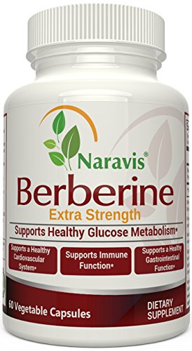 Berberine - 600mg per Capsule - Promotes Healthy Glucose Metabolism & Immune Function - Helps Cardiovascular & Gastrointestinal Systems - 60 Berberine Capsules - by Naravis Berberine - 600mg per Capsule - Promotes Healthy Glucose Metabolism & Immune Function - Helps Cardiovascular & Gastrointestinal Systems - 60 Berberine Capsules - by Naravis