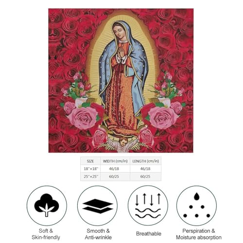 Our Lady of Guadalupe Hair Bandana Virgin Mary Silk Scarf Kerchief Square Scarf Wrap Neck Scarf for Women2