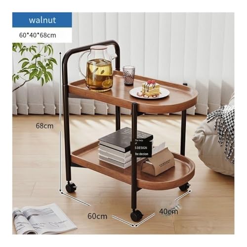 Table basse et desserte roulante en noyer avec table d'appoint amovible - 3