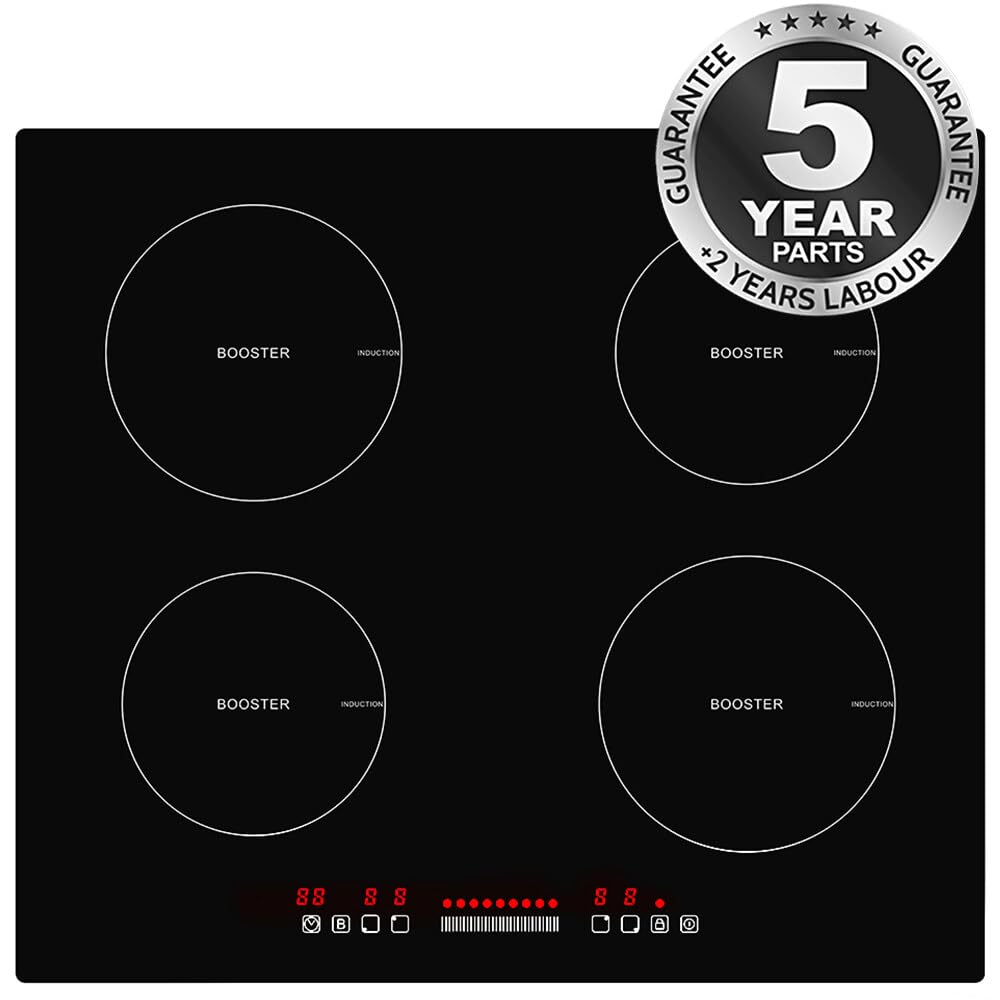 Panana Induction Hob 4 Burners, 2800W Plug in Electric Hobs with Flexible Zone for BBQ, 60cm Built-in Induction Cooker with 9 Power Levels Setting, Pause Function, Timer, Child-safety Lock, No Plug