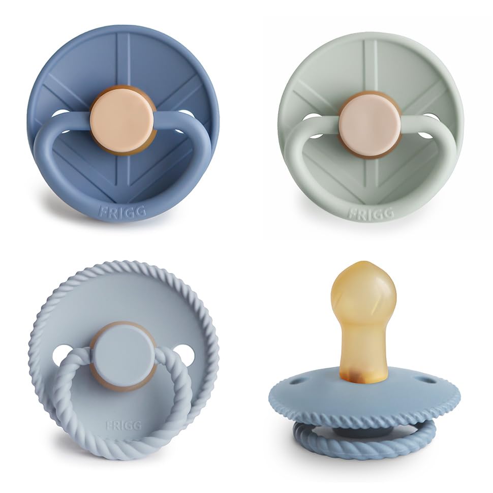 FRIGG Natural Rubber Baby Pacifier 4-Pack Skyline Serenity | Made in Denmark | BPA-Free (0-6 Months)