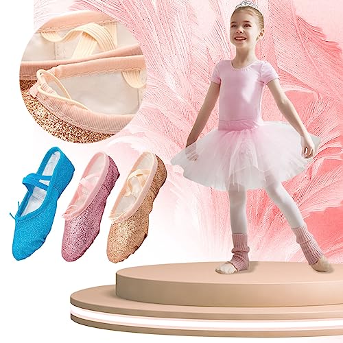 Children Ballet Shoes for Girls Dance Performance Slippers Sequins 𝐆enuine Leather Ballerina Yoga Shoes2