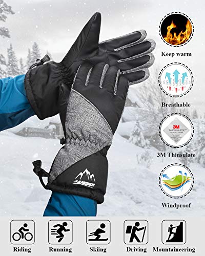 image for LANYI Winter Gloves Mens Women Ski Waterproof Thermal Snow Gloves Thin