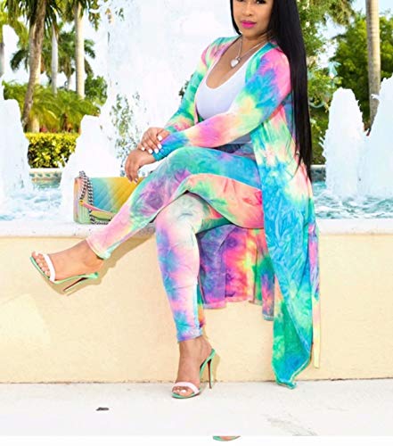 Womens Floral Print Long Sleeve Cardigan Cover up Long Pants 2 Piece Outfits Set2