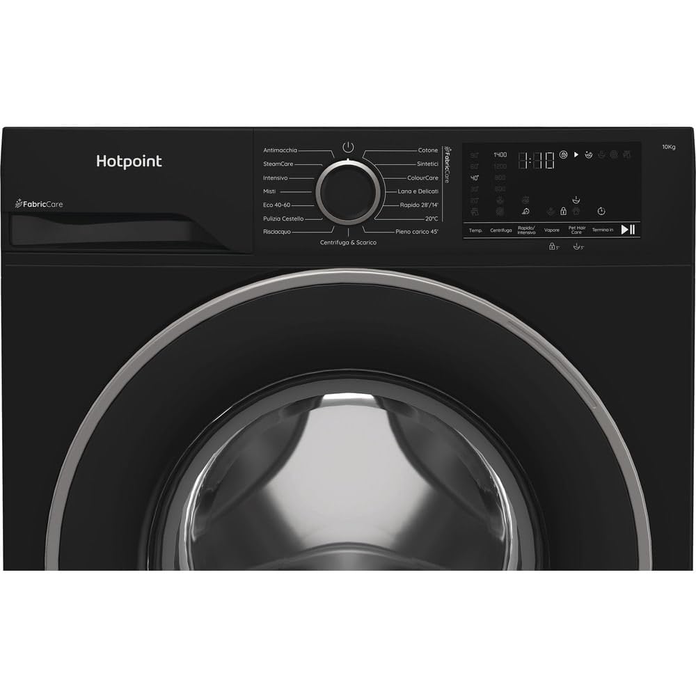 Hotpoint Ariston HB 103B CARE IT, Capacità 10kg, classe A -30%, colore Black, 1400 giri, Display digitale XL, Vapore