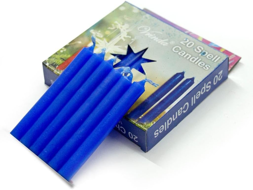 Set of 20-4" Mini Chime Ritual Spell Unscented Taper Candles โ Ideal for Chime/Altar/Spell Work (Blue)